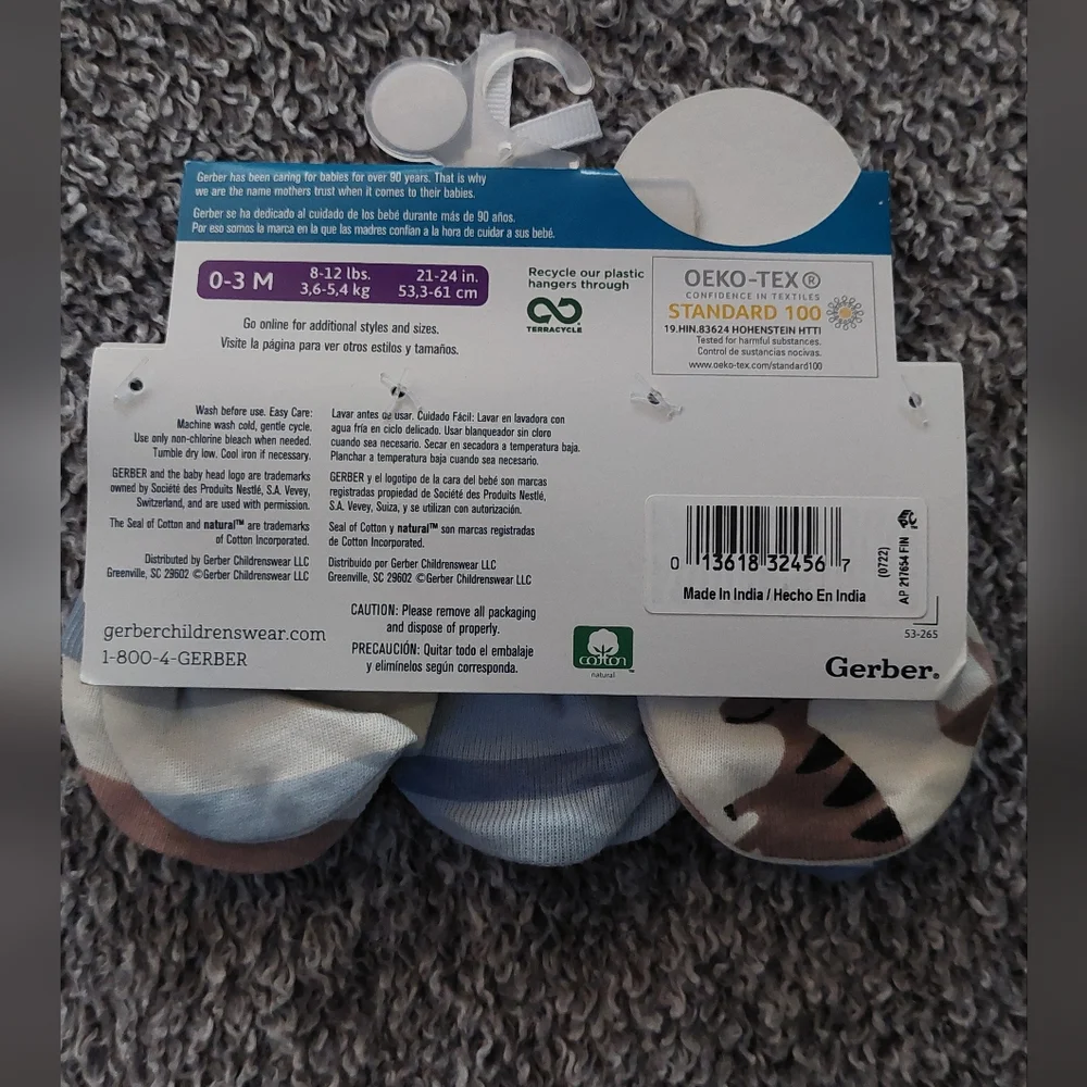 Gerber baby 3 pack mittens